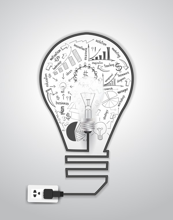 light bulb with infographic template vector 04