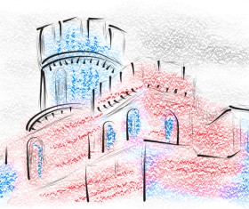 lincoln castle hand drawn vector material