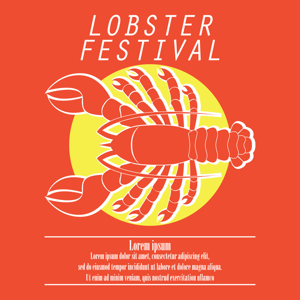 lobster frstivtal poster retro vectors 03