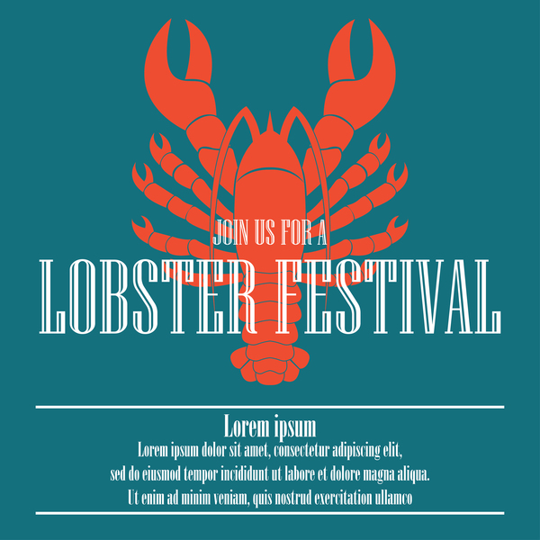 lobster frstivtal poster retro vectors 04