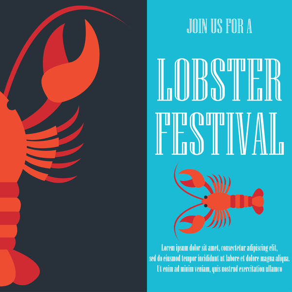 lobster frstivtal poster retro vectors 17