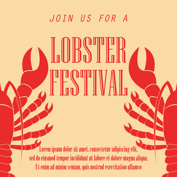lobster frstivtal poster retro vectors 25