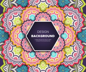 mandala pattern decor with orante background vector 01