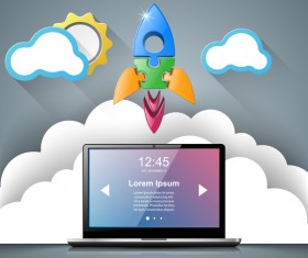 notebook rocket infographic vector