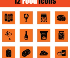 orange food icons vector
