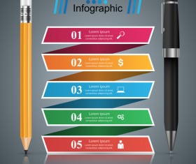 pen pencil infographic vector