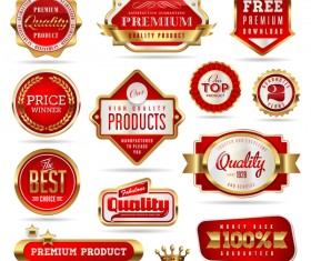 quality seals red labels vector
