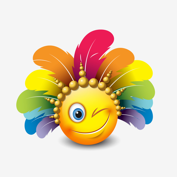 smiley wink with feathers icon