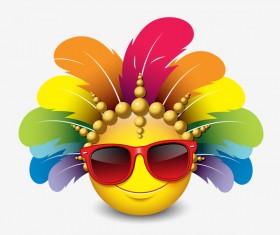 smiley with feathers and sunglasses icon 01