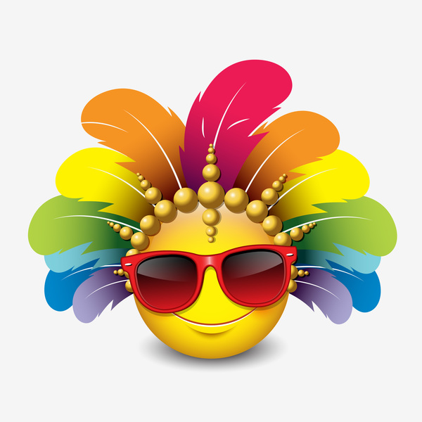 smiley with feathers and sunglasses icon 01