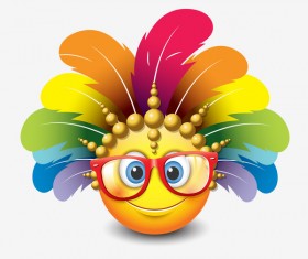 smiley with feathers and sunglasses icon 02