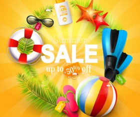 summer sale circle orange background vector