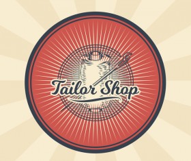 tailor shop badge retro vector 01