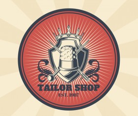 tailor shop badge retro vector 02