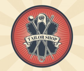 tailor shop badge retro vector 03