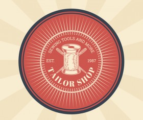 tailor shop badge retro vector 04