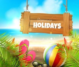 tropical paradise background with colorful sea sign vector