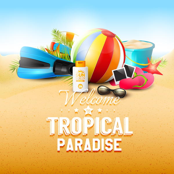 tropical paradise sand new vector background