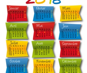 2018 calendar with colored paper vector