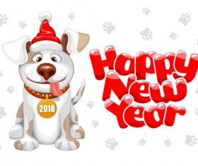 2018 happy year of dog vector material 02
