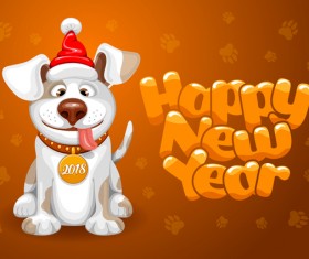 2018 happy year of dog vector material 03