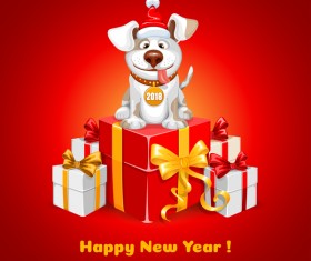 2018 happy year of dog vector material 04