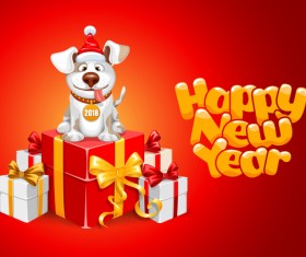2018 happy year of dog vector material 05