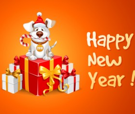 2018 happy year of dog vector material 06