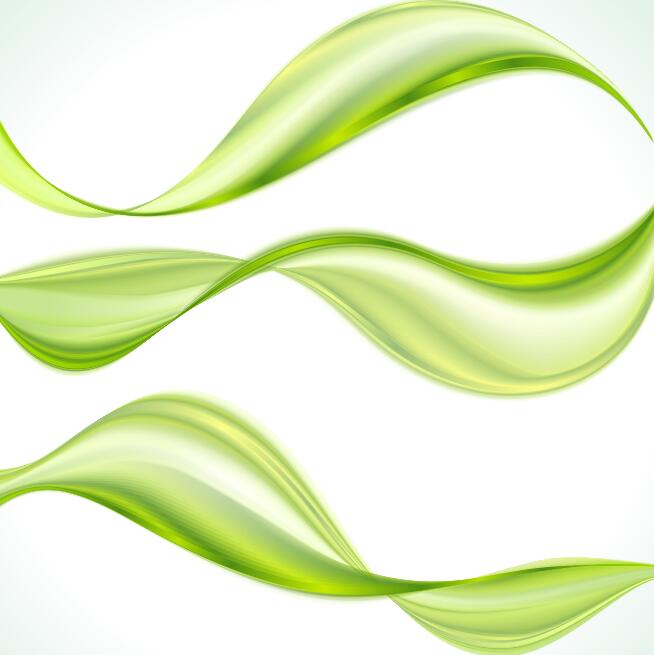 3 Green wavy abstract backgrounds vector