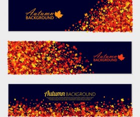 3 Kind autumn leaves banners vectors