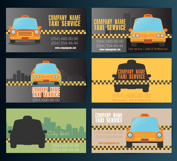 6 Kind taxi business card vector template