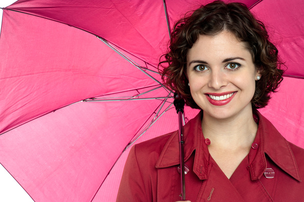 A woman with an umbrella on a rainy day Stock Photo 06