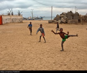 African children who play football Stock Photo
