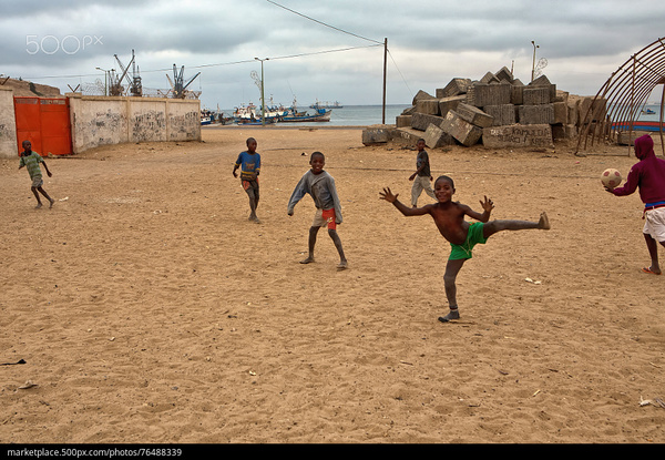 African children who play football Stock Photo