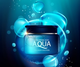 Aqua collagen solution poster template with blue background vector 02