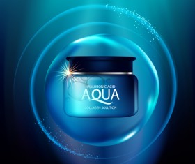 Aqua collagen solution poster template with blue background vector 03