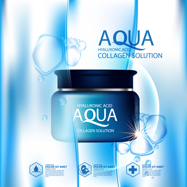 Aqua cosmetic advertising poster template vector 08