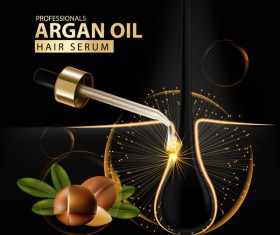 Argan oil hair serum poster vector 01