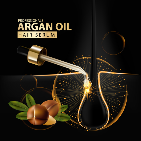 Argan oil hair serum poster vector 01