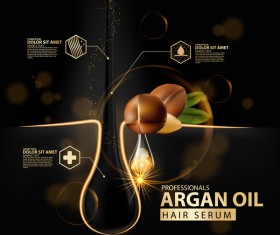 Argan oil hair serum poster vector 02