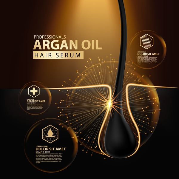 Argan oil hair serum poster vector 05