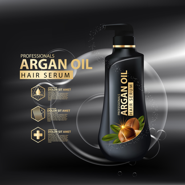 Argan oil hair serum poster vector 06