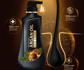 Argan oil hair serum poster vector 07