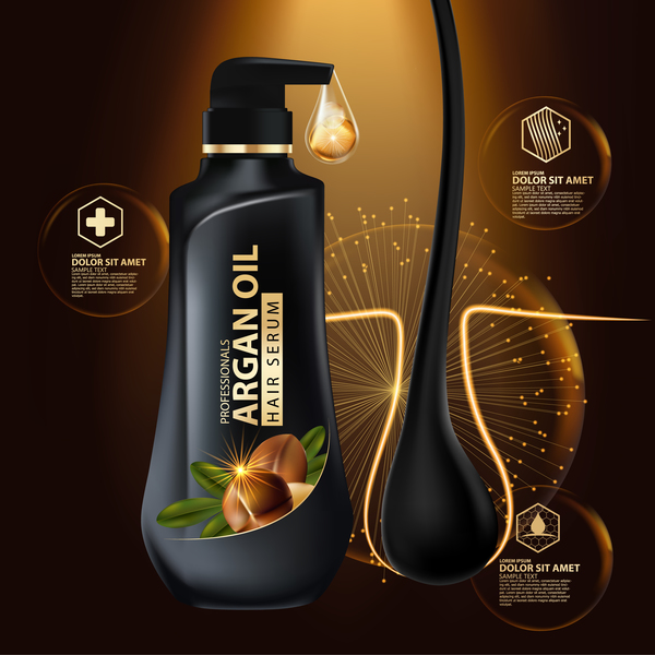 Argan oil hair serum poster vector 07 free download