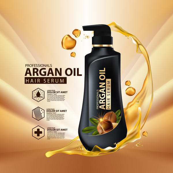 Argan oil hair serum poster vector 08