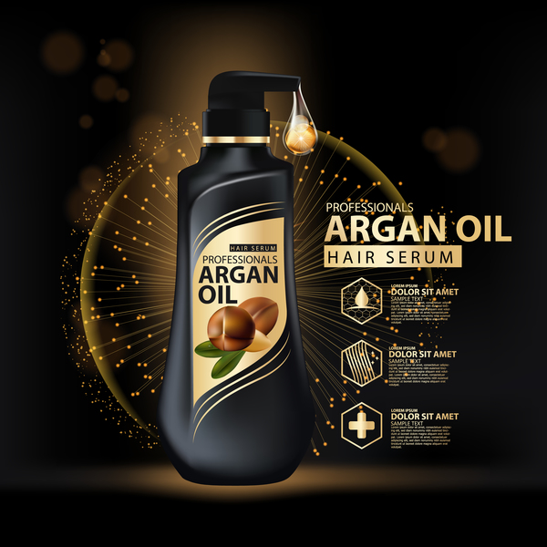 Argan oil hair serum poster vector 10