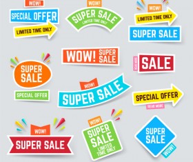 Arrow super sale sticker design vector 01