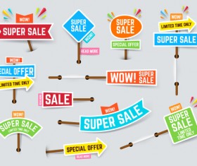 Arrow super sale sticker design vector 02