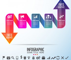 Arrow with ribbon infographic template vector 03