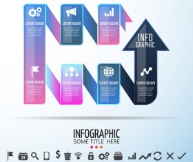 Arrow with ribbon infographic template vector 05